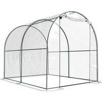 Walk Polytunnel Greenhouse Roll up Door Transparent Tunnel Greenhouse Steel Frame PVC Cover 2.5 x 2m Aosom UK