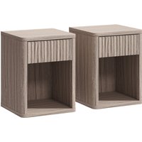Modern Bedside Table Set 2 Bedside Cabinet Drawer Open Shelf Side End Table Nightstand Bedroom Oak