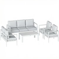 5 Pieces Aluminium Garden Furniture Set Olefin Cushions Extra Deep Outdoor Garden Sofa Set