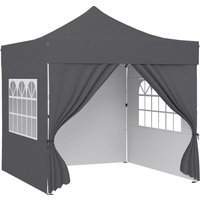 3 x 3 m Pop Up Gazebo Sidewalls UPF50+ Heavy Duty Garden Party Tent Marquee Wheeled Carry Bag Dark Grey