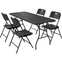 5 Piece 6ft Foldable Table Chairs Portable Picnic Table Set 4 Chairs Waterproof Top Steel Frame