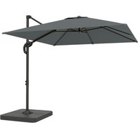 2.4 x 2.4m Cantilever Parasol Umbrella Weights UPF50+ Offset Outdoor Umbrella w Easy Tilt Adjustment Dark Grey