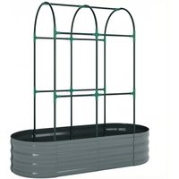 Galvanised Raised Garden Bed Arched Trellis 4 x 2 x 4.6ft Metal Raised Bed Garden Open Bottom Dark Grey
