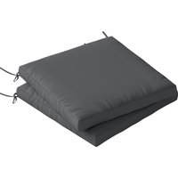 Outdoor Seat Cushions Set 2 Ties Waterproof Garden Seat Pads Dark Grey