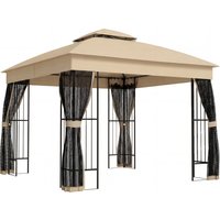 3 x 3 m Outdoor Garden Gazebo Post Shelves UPF50+ Double Roof Patio Permanent Pavilion