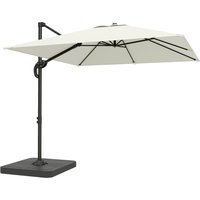 2.4 x 2.4m Cantilever Parasol Umbrella Weights UPF50+ Offset Outdoor Umbrella w Easy Tilt Adjustment Cream