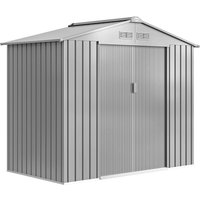 7 x 4ft Lockable Metal Garden Tool Storage Shed Storage Light Grey