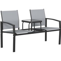 Garden Love Seat 2 Seater Jack Jill Loveseat Companion Seat 2 Tier Glass Table Breathable Texteline