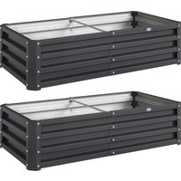Set 2 Raised Beds Garden Galvanised Outdoor Planters Herbs Vegetables Use Patio Balcony