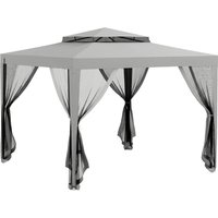 3 x 3 m Gazebo Netting Party Tent Patio Canopy Outdoor Event Shelter Double Tier Roof Light Grey