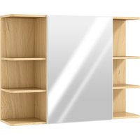 Bathroom Mirror Cabinet Open Storage Shelves Wood Finish