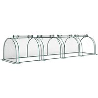 PVC Tunnel Greenhouse Grow House Steel Frame Garden Backyard Zipper Doors 395x100x80 cm Clear Aosom UK