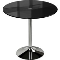 HOMCOM Round Bar Table, Modern Dining Table with Tempered Glass Top and Steel Frame for 4, 80 x 80 x 77cm, Black