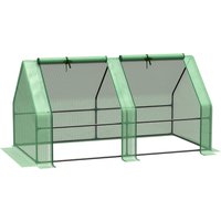 Mini Small Greenhouse Steel Frame & PE Cover & Zippered Window Poly tunnel Steeple Plants Vegetables 180 x 90 x 90 cm Aosom UK