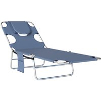 Beach Chaise Lounge Face Hole Arm Slots Portable Sun Lounger 5 Position Reclining Aosom UK