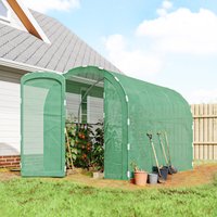 3x2x2m Walk Polytunnel Greenhouse Hinged Door Heavy Duty Galvanised Steel Frame & Tear Resistant PE Cover Aosom UK
