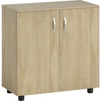Two Tier Locking Office Storage Cabinet Oak