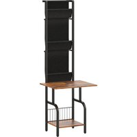 Vinyl Record Player Stand Record Storage Player Stand Oxford Fabric Pockets Bottom Shelf Rustic Brown