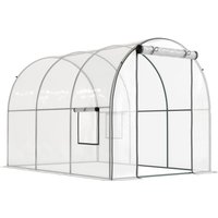 Polytunnel Greenhouse Walk Grow House Plasric Cover Door Mesh Window Steel Frame 3 x 2 x 2m Clear Aosom UK