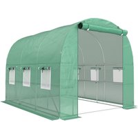 Walk Greenhouse Shelves Polytunnel Greenhouse Roll Up Door 6 Mesh Windows 198 x 275 x 191 cm