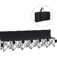 6 Seater Folding Sports Bench Outdoor Picnic Camping Portable Spectator Chair Steel Frame w Cup Holder & Carry Bag