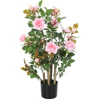 90cm Artificial Rose Tree Decorative Fake Plant 344 Silk Leaves 17 Flowers Outdoor Indoor Decor