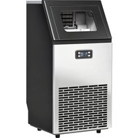 Commercial Ice Maker Machine Freestanding Stainless Steel Ice Machine Self Cleaning LCD Display 45kg 24 Hours 11kg Storage Home Office Bar Restaurant