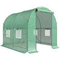 Walk Greenhouse Reinforced Polytunnel Greenhouse Garden Plants Grow Waterproof Cover Galvanised Base w Slide Door 2.5 x 2 m