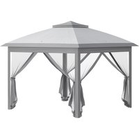 11 x 11ft Waterproof Gazebo Portable Pop Up Canopy Double Roof Zippered Mesh Sidewalls Carrying Bag Aosom UK