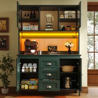 Smart Storage Cabinet 4 Doors & 3 Drawers Tall Sideboard App Controlled USB LED Lighting x 40W x 179H cm Aosom UK