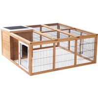 Rabbit Hutch Outdoor Guinea Pig House Bunny Run Cage Openable Top 1–2 Rabbits 123 x 120 x 52cm