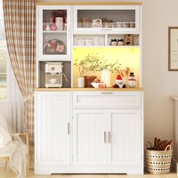 Tall Display Cabinet 3 Door Storage Large Worktop Versatile Sideboard Kitchen Living Area x 40W x 180H cm Aosom UK