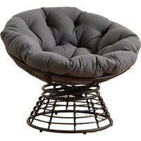 Papasan-Sessel, 360° Drehbarer, dickes Kissen, Stahlrahmen, 92x92x67 cm, Grau