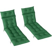 Outsunny Set of Two 190 x 56cm Sun Lounger Cushions - Green | Aosom Ireland