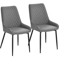 Set 2 Leather Dining Chairs Metal Frame 4 Legs Foot Caps High Back Home Seating Modern Stylish Aosom UK