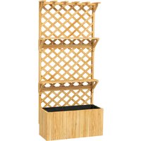 Wooden Planter Trellis Shelves Nature Wood Finish