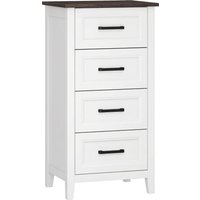 HOMCOM Schmale hohe Kommode mit 4 Schubladen für Schlafzimmer, Kommode mit Holzoptik-Ablage, platzsparend für Wohn-/Flur/Eingang, 45x35x87 cm, Weiß Aosom