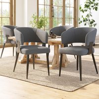 Set 4 Modern Dining Chairs Ergonomic Lumbar Support Upholstered Fabric Chairs Curved Backrest x 50W x 81.5H cm Aosom UK