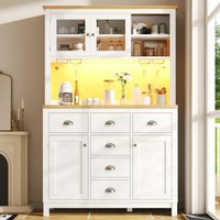 Farmhouse Style Sideboard Spacious Shelves Drawers Versatile Storage Cabinet Drink Holders x 40W x 180H cm Aosom UK