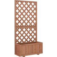 Outsunny Garden Wooden Pine Trough Planter with Topped Trellis Climbing Plants Flower Raised Bed | Aosom Ireland
