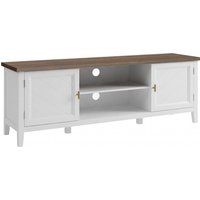 HOMCOM TV Stand for TVs up to 42 Inch, Farmhouse Entertainment Center with 2 Open Shelves, 2 Cabinets and Thick Top