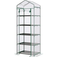Outsunny Flower Stand | 5 Tier, Outdoor, PVC Cover, Portable Shed | Metal Frame, Transparent | Aosom Ireland