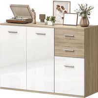 HOMCOM Buffet salon, meuble de rangement avec 2 tiroirs, 3 portes et étagère réglable, 106 x 35