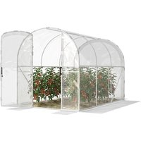 Outsunny Polytunnel Greenhouse Walk-in Grow House with PE Cover, Door and Galvanised Steel Frame, 3 x 2 x 2m, Clear