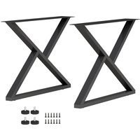 HOMCOM Conjunto 2 Pernas para Mesa em Aço em Forma de X, com 12 Parafusos e 4 Pés Reguláveis, Estilo Industrial, Preto Aosom Portugal