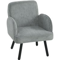 HOMCOM Lounge Chair Velvet Upholstered Armchair with Spring Cushion for Living Room Bedroom Grey
