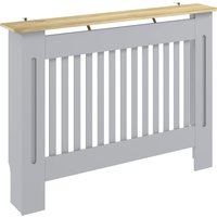 HOMCOM Slatted Radiator Cover, Painted Cabinet with Line Grill Design, 112L × 19W × 81H cm, Grey | Aosom Ireland