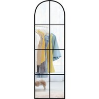 HOMCOM Grand miroir mural ou sur pied 40 x 160 cm de fenêtre arquée avec cadre en métal, film a