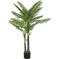 HOMCOM Artificial Palm Tree with 16 PEVA Leaves, 150cm Decorative Artificial Plant with Pot and Moss Effect, Green | Aosom Ireland