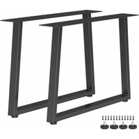 HOMCOM Conjunto 2 Pernas para Mesa Trapezoidais em Aço com 12 Furos e 12 Parafusos, Capacidade 75 kg, para Banco, Mesa de Centro, Preto Aosom Portug